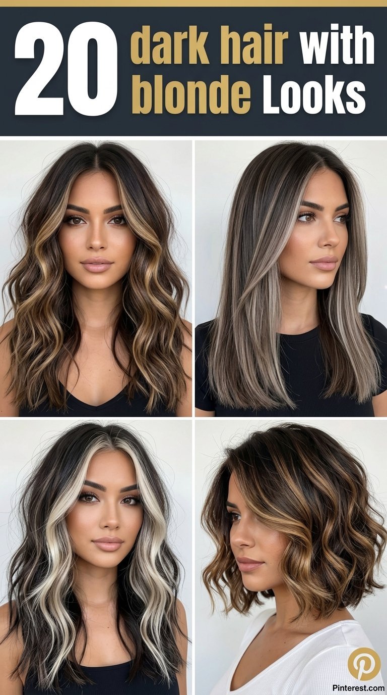 dark hair with blonde Looks