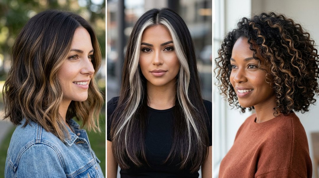 dark hair with blonde Looks