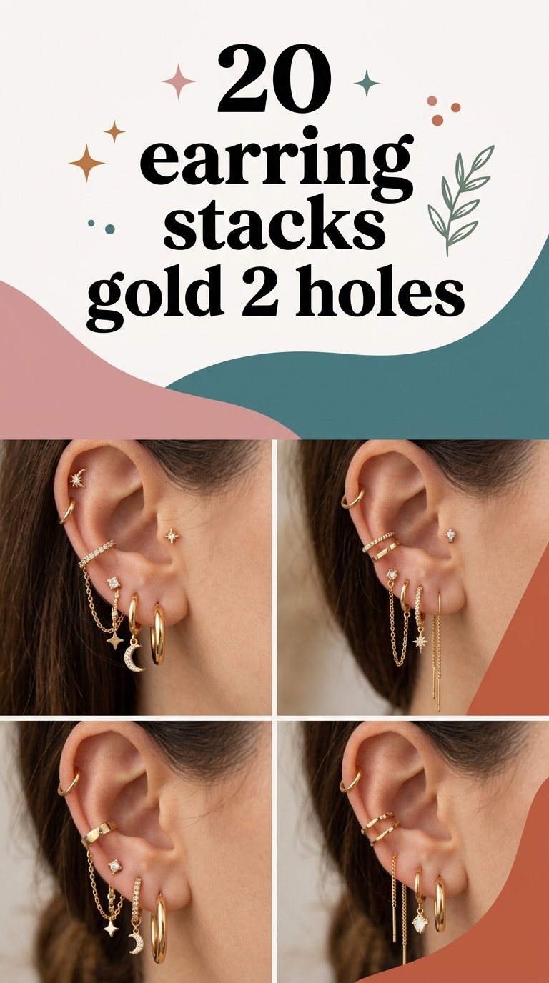 earring stacks gold holes