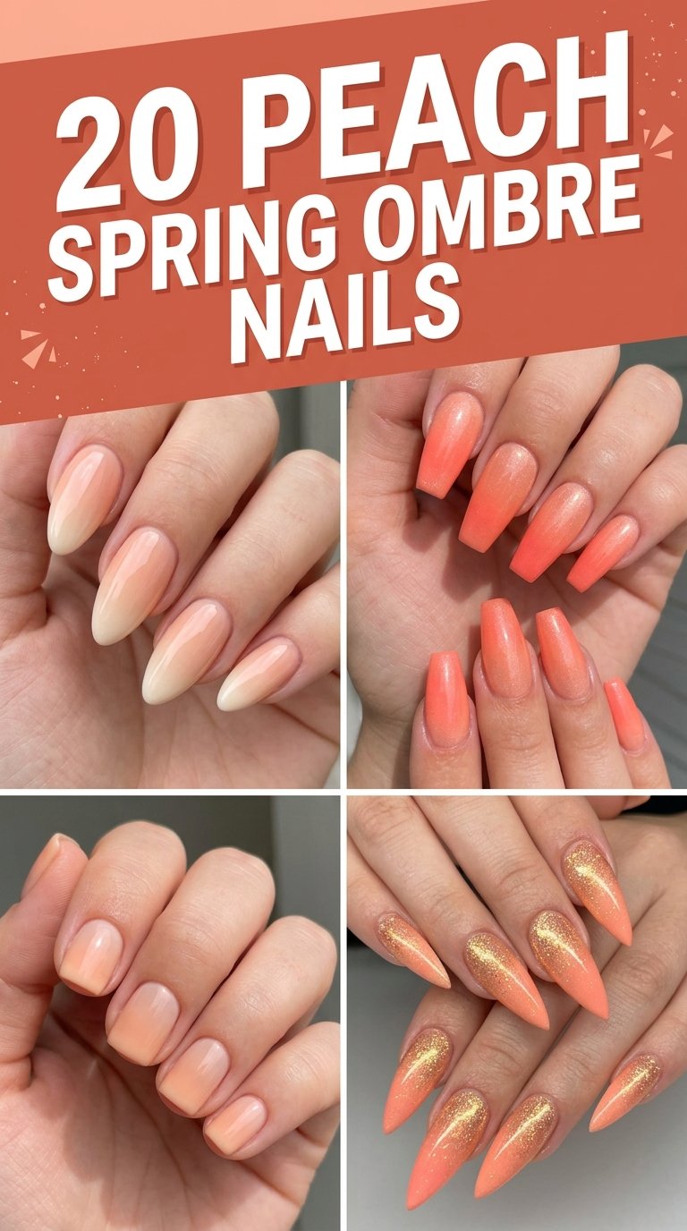 Peach Spring Ombre Nails