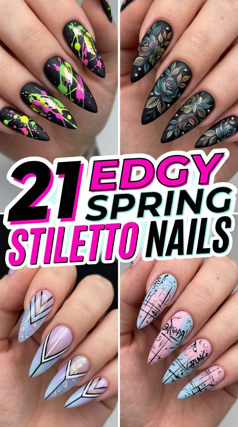 Edgy Spring Stiletto Nails