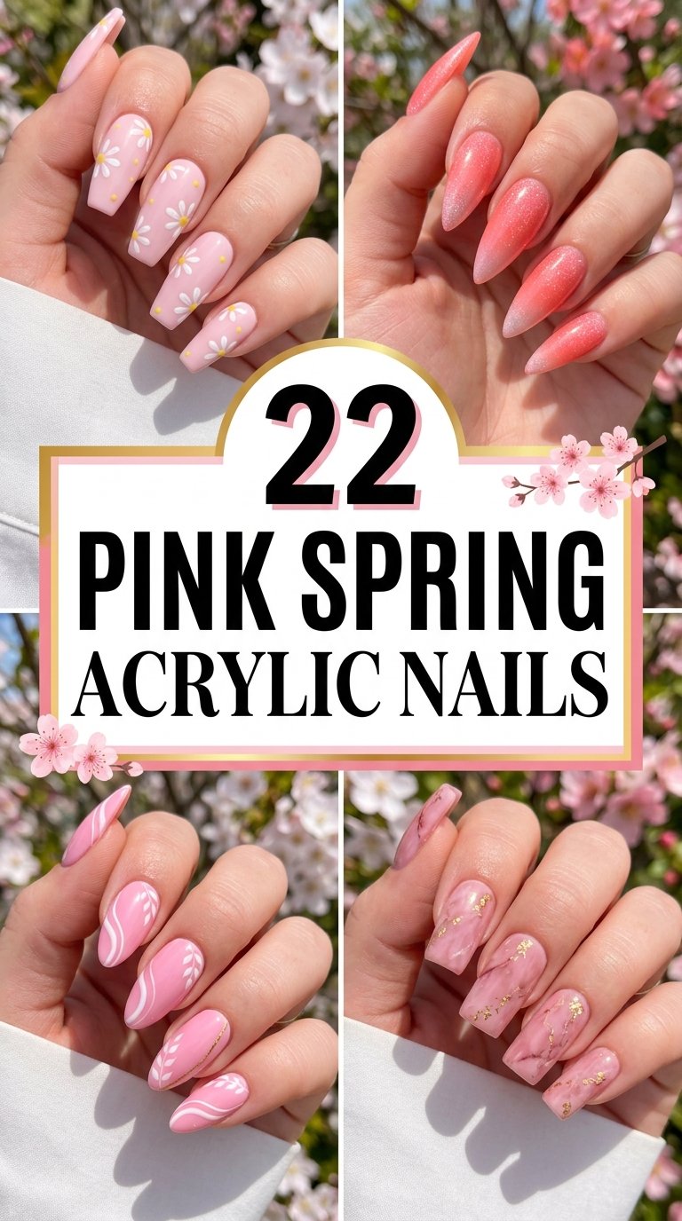 Pink Spring Acrylic Nails