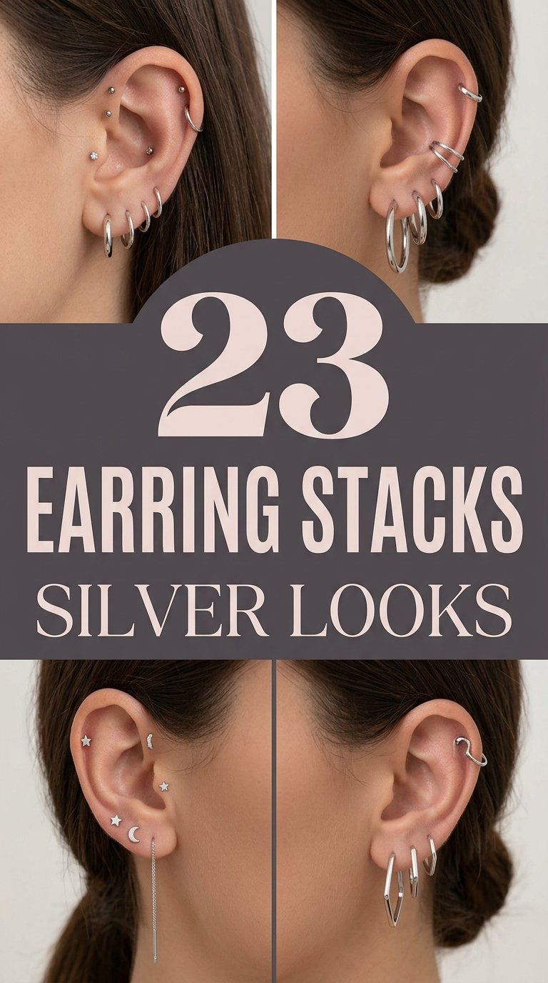earring stacks silver Looks