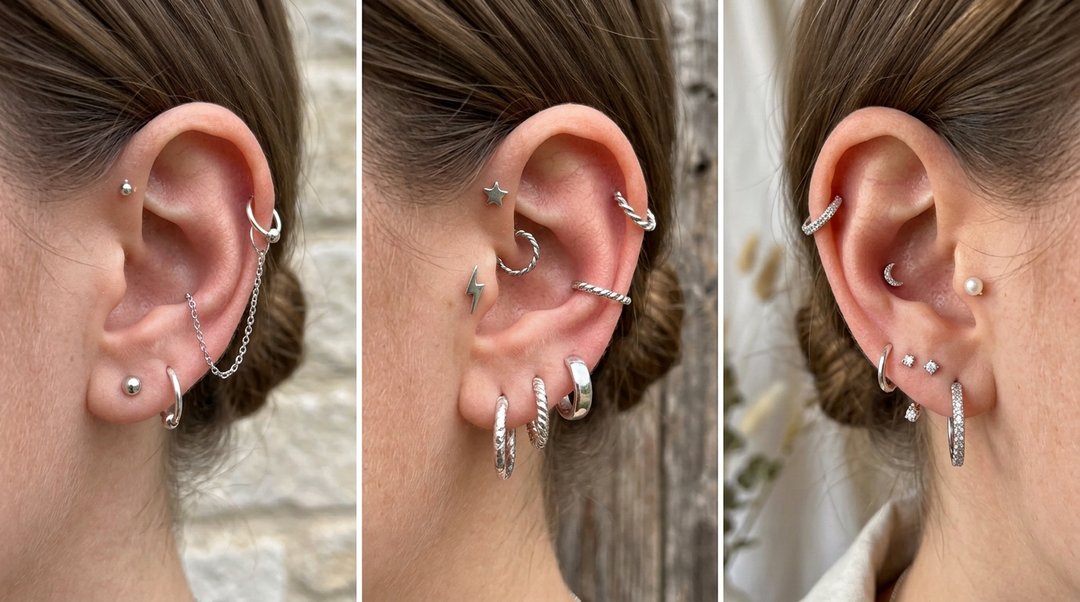 earring stacks silver Looks
