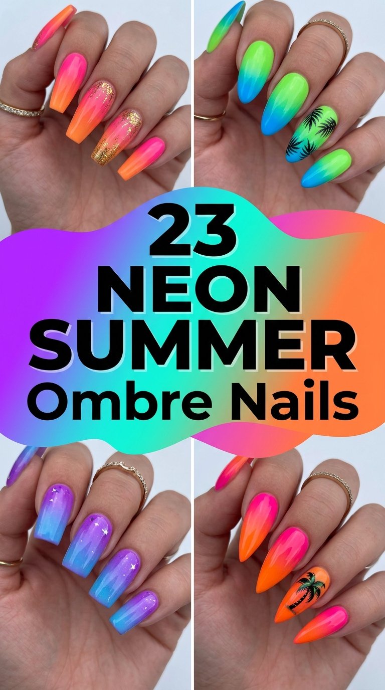 Neon Summer Ombre Nails