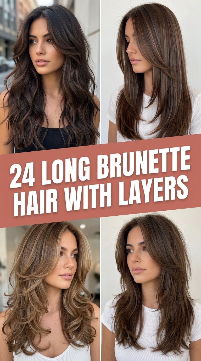 long brunette hair with layers
