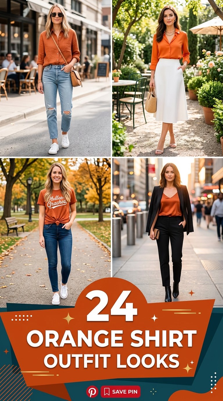 orange shirt outfit Looks