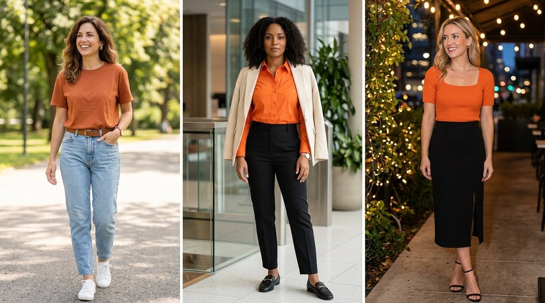 orange shirt outfit Looks