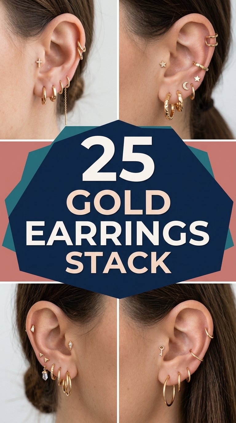 gold earrings stack