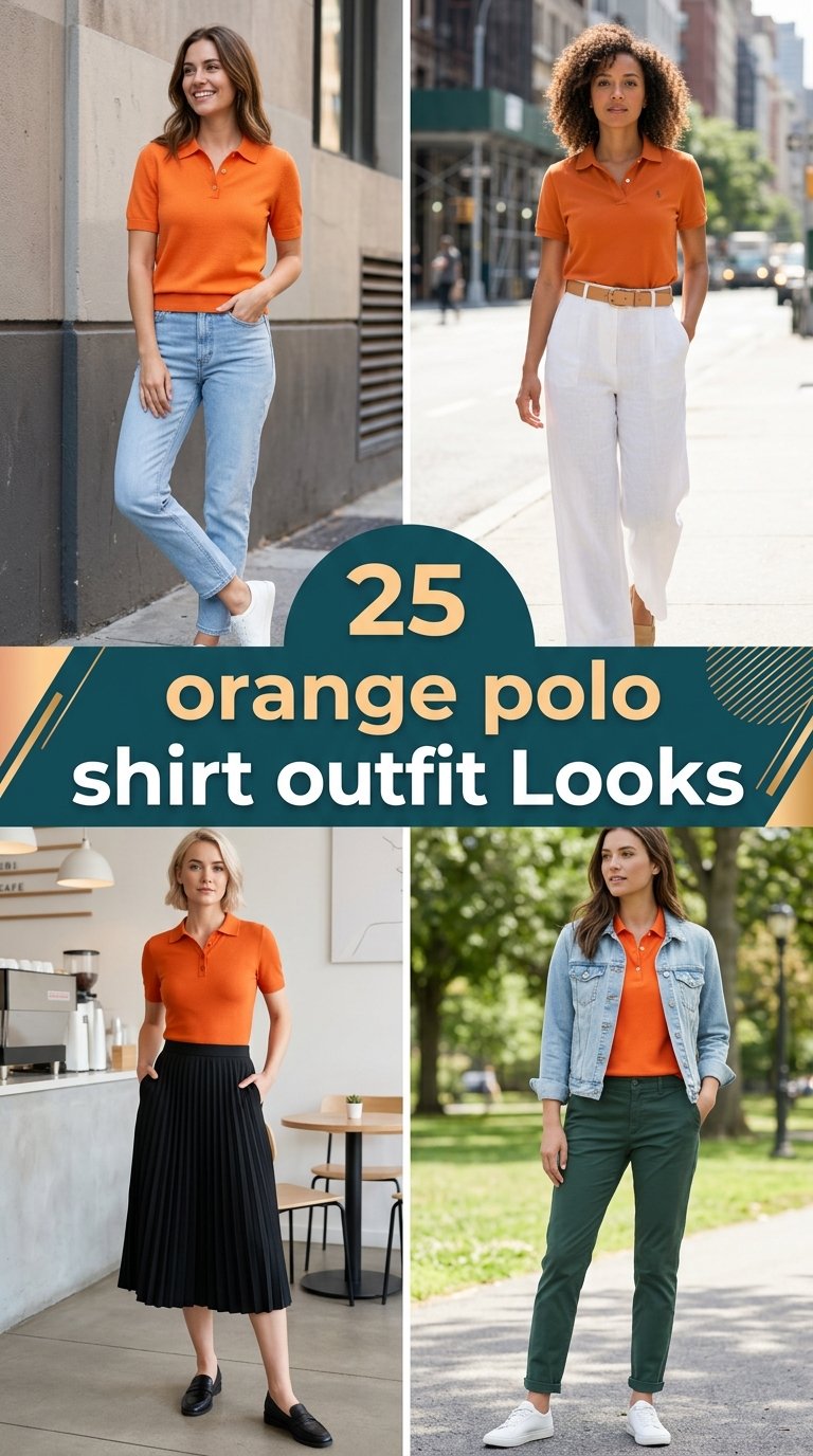 orange polo shirt outfit Looks