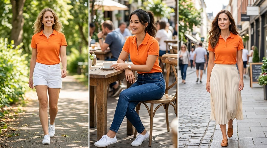 orange polo shirt outfit Looks