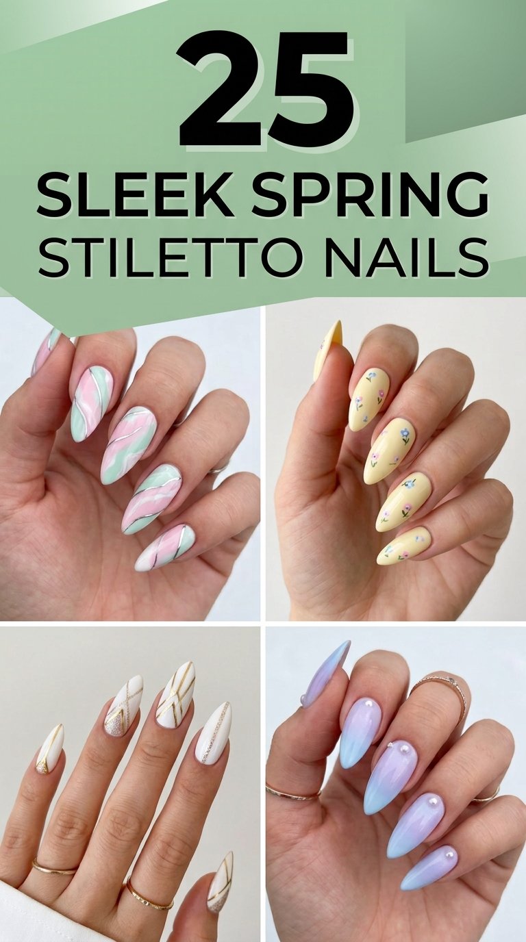 Sleek Spring Stiletto Nails