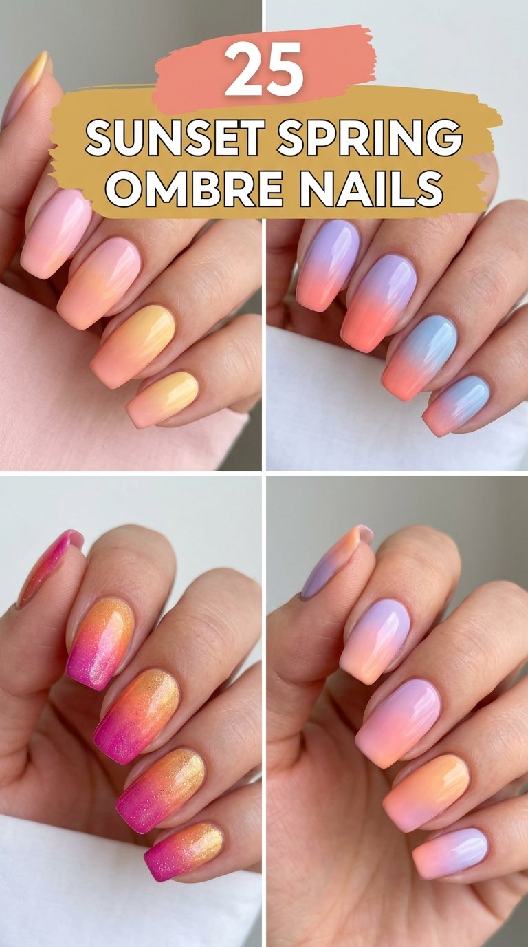 Sunset Spring Ombre Nails