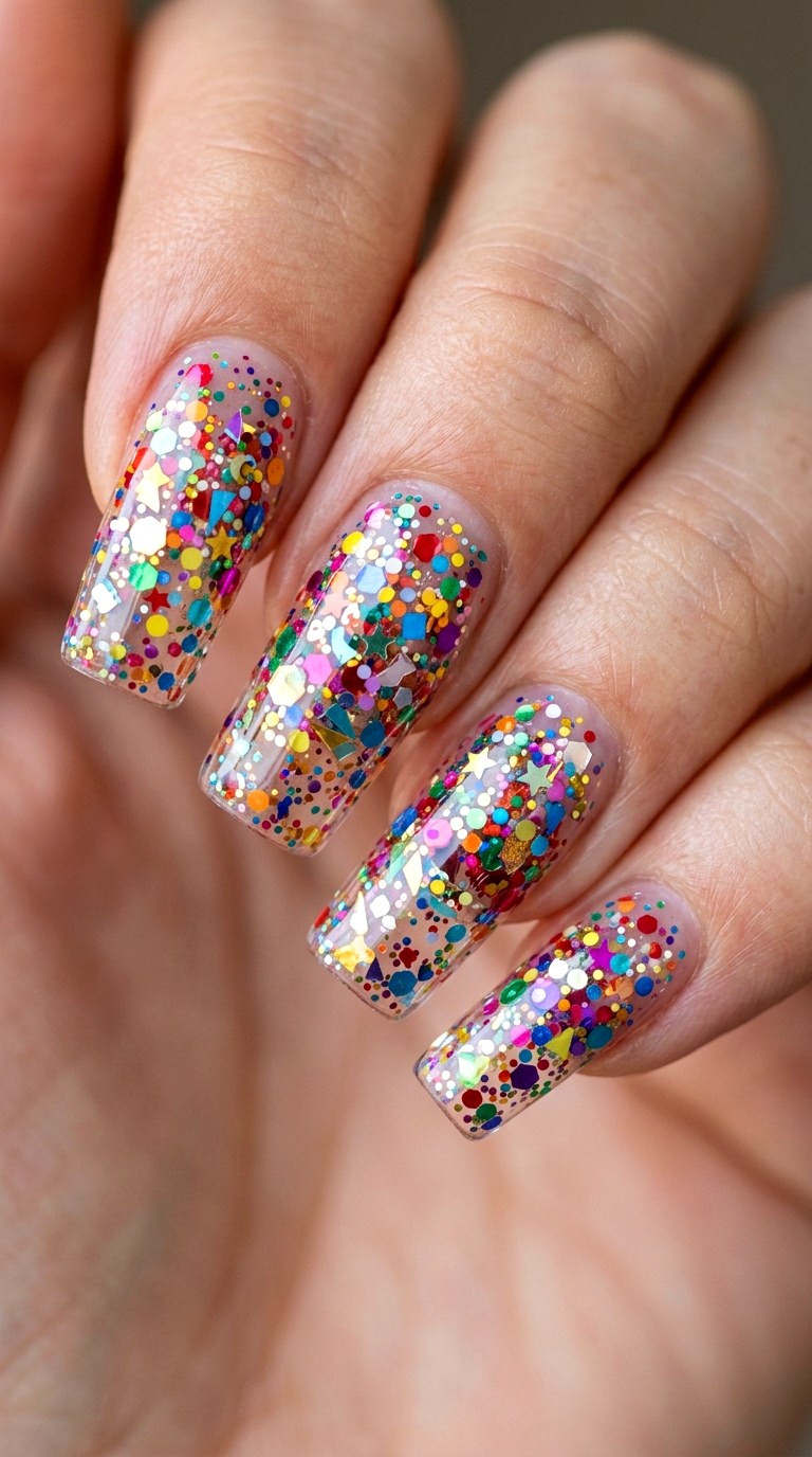 Shade Confetti Celebration - 26 Rainbow Spring Multicolor Acrylic Nails