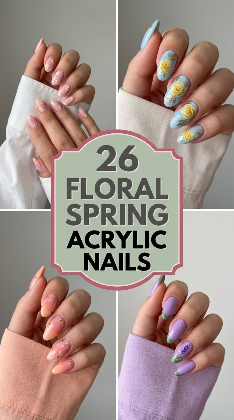 Floral Spring Acrylic Nails