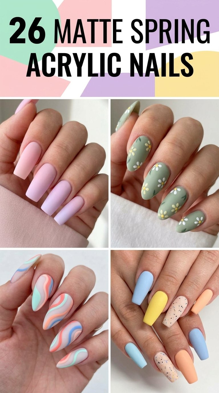 Matte Spring Acrylic Nails