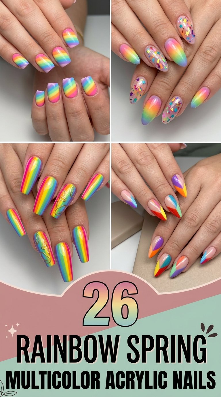 Rainbow Spring Acrylic Nails