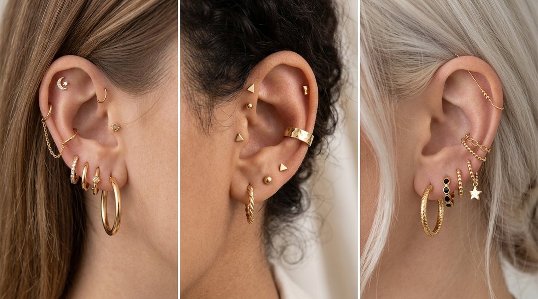 earring stacks gold