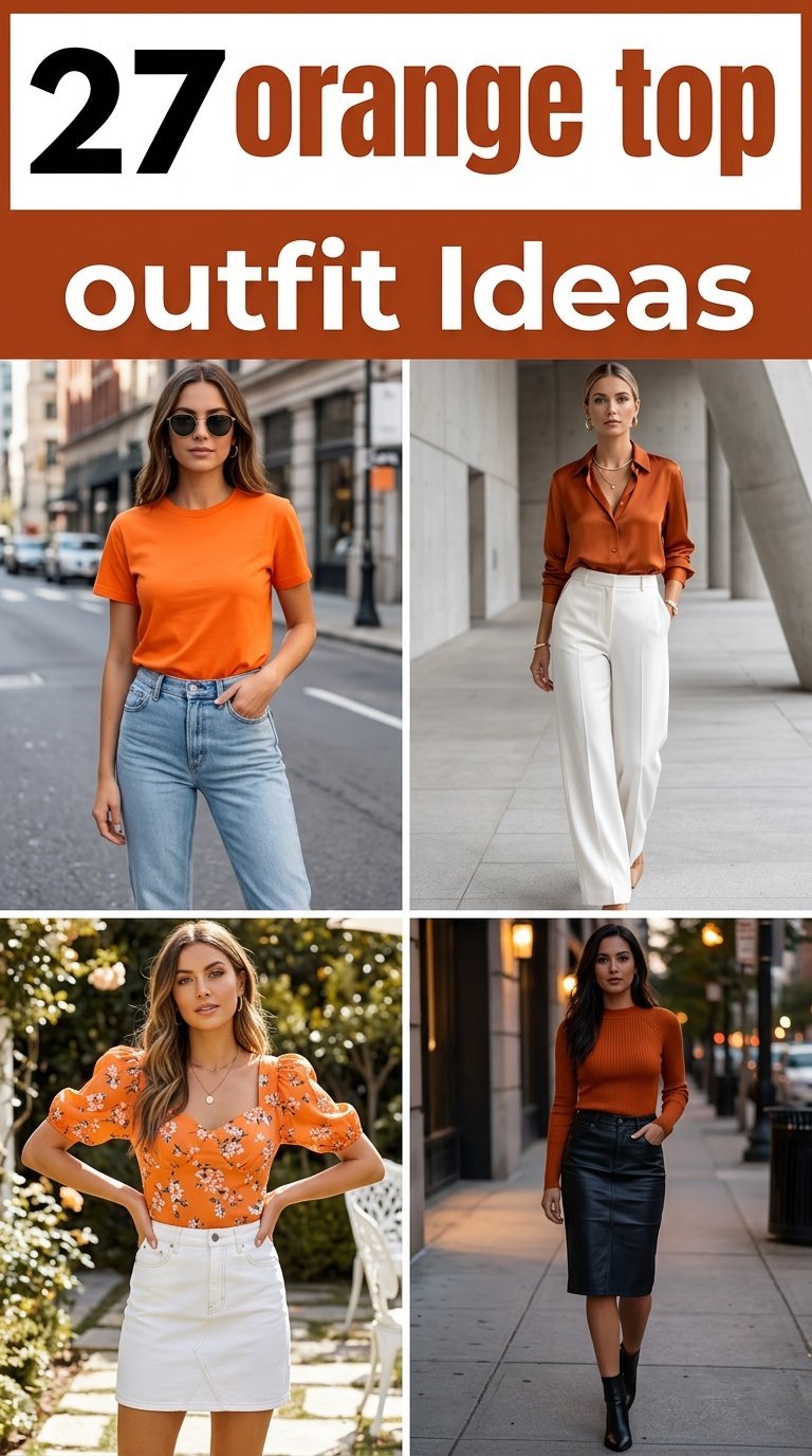 orange top outfit Ideas