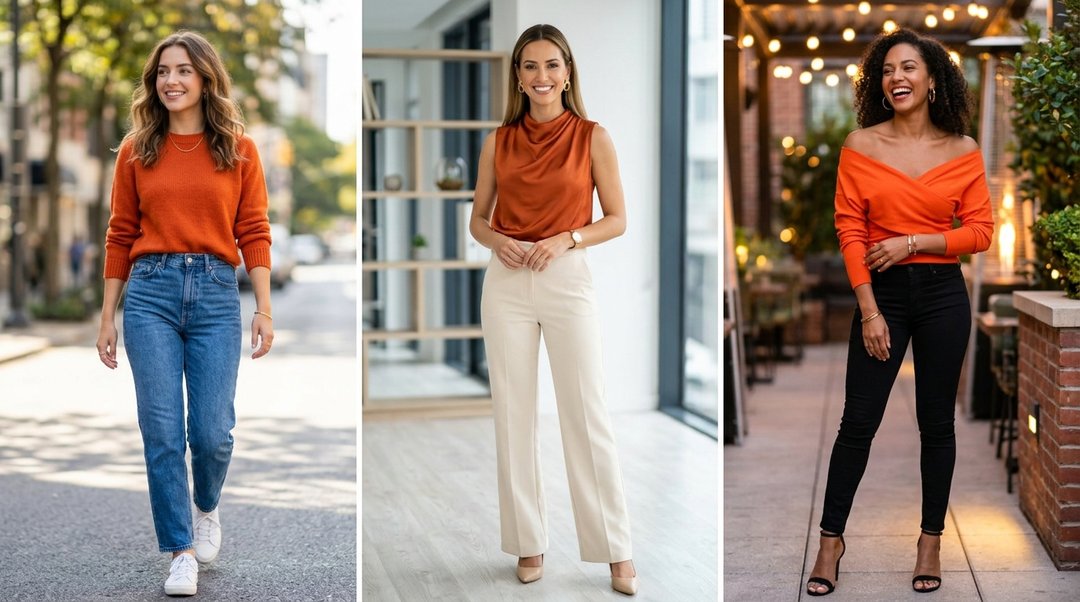 orange top outfit Ideas