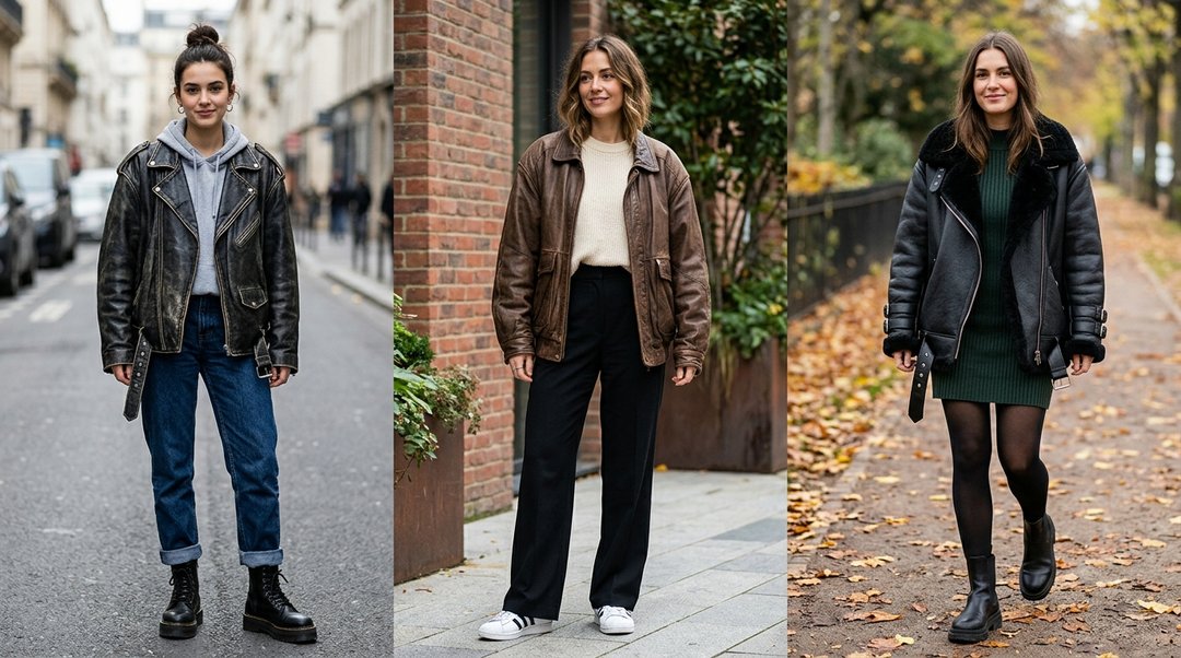 oversized leather jacket outfits Ideas