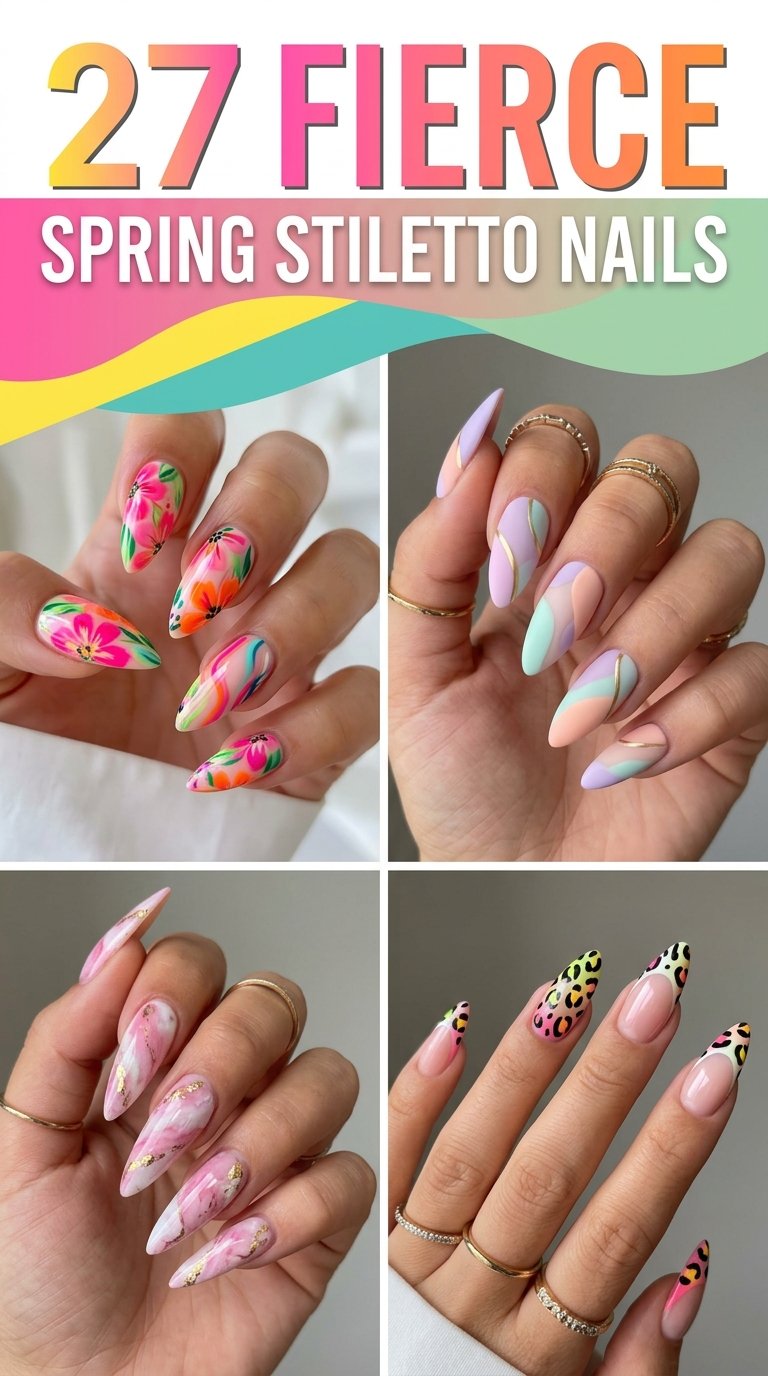 Fierce Spring Stiletto Nails