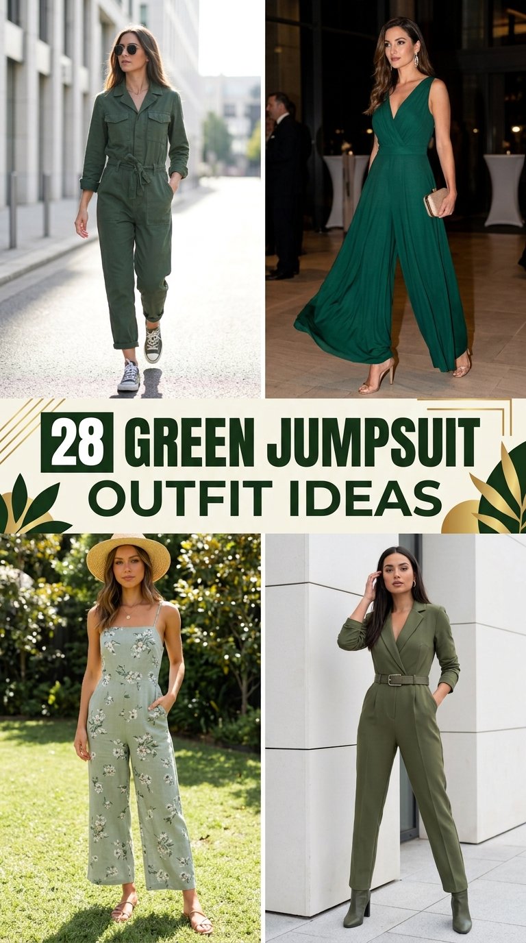 green jumpsuit outfit Ideas