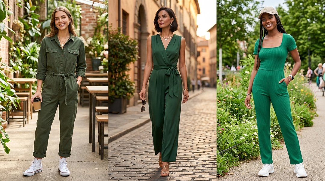 green jumpsuit outfit Ideas