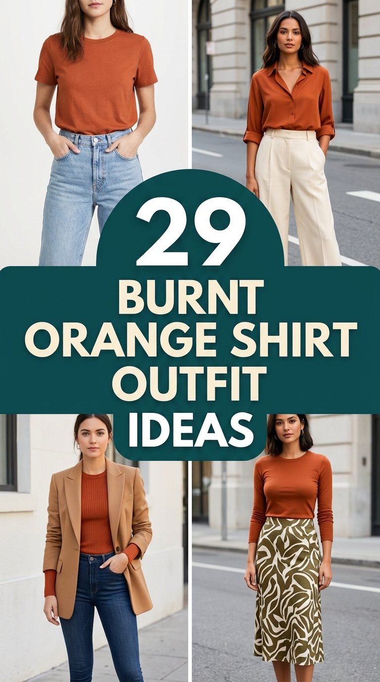 burnt orange shirt outfit ideas