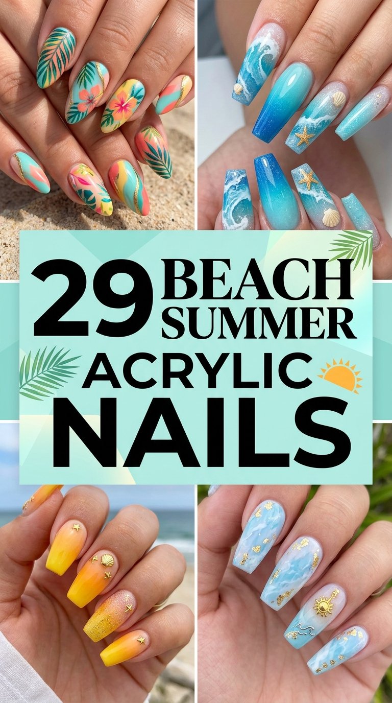 Beach Summer Acrylic Nails