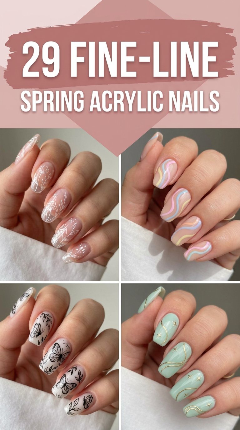 Fine Line Spring Nails