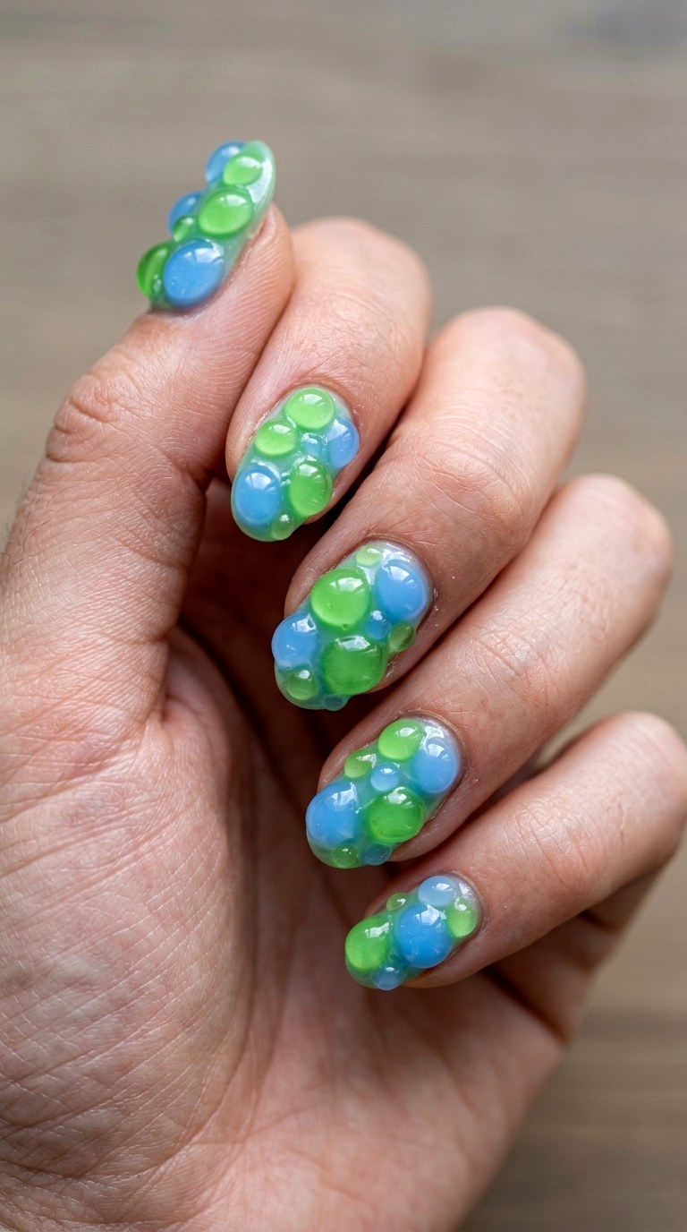 D Blob Art with Glossy Dimension - 26 Creative Spring Colorful Junk Nails