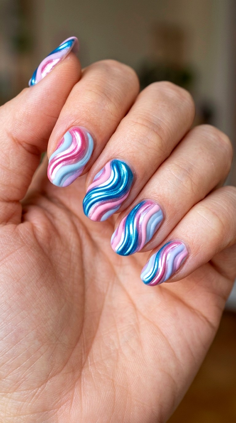 D Builder Gel Waves - 23 Bright Spring Multicolor Nails
