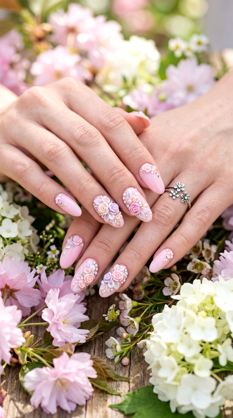 D Floral Nails - 20 Trendy Spring Nail Art Ideas You Need to Try This Year
