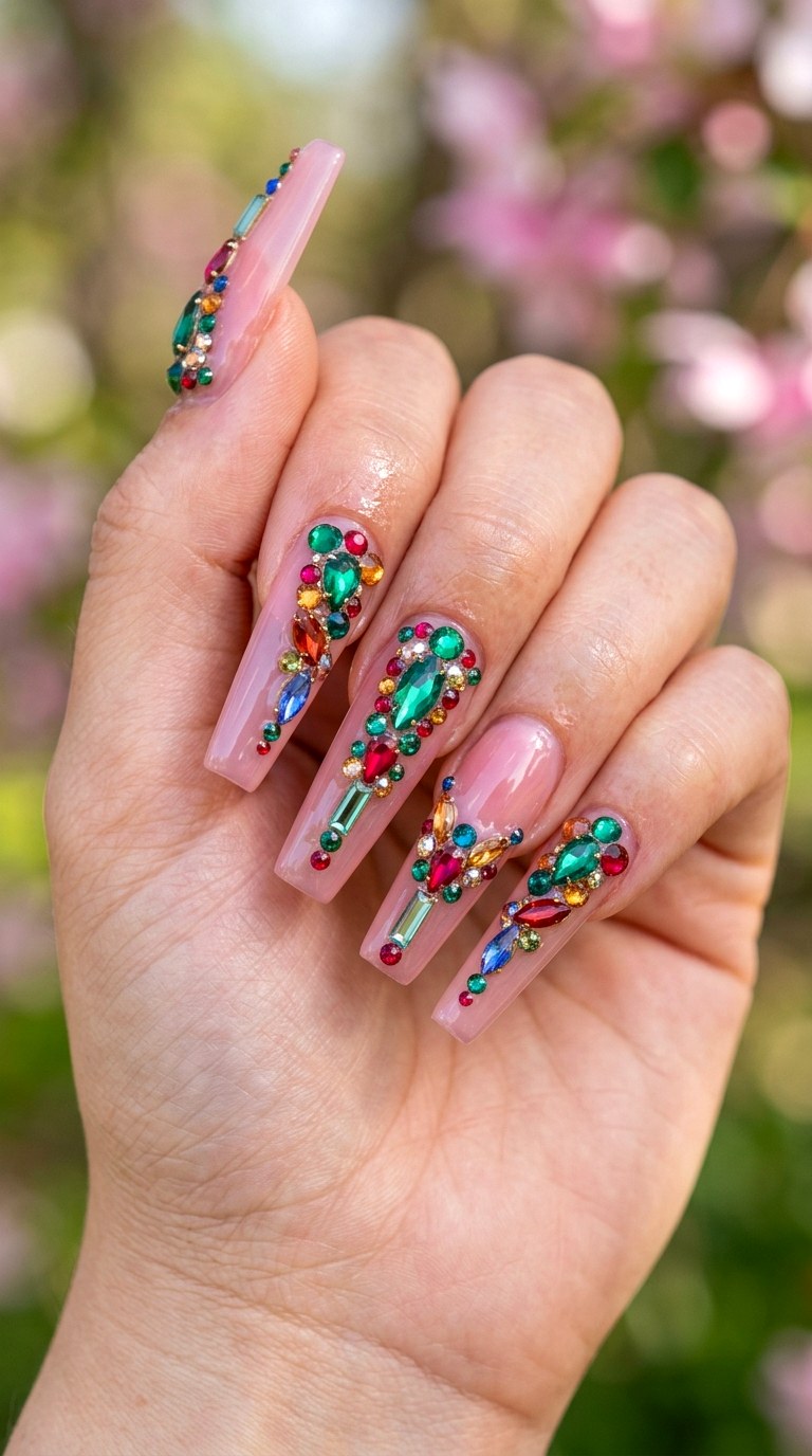D Gemstone Rainbow Clusters - 23 Whimsical Spring Colorful Junk Nails