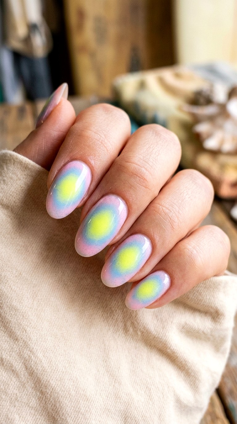 Abstract Airbrush Fade - 25 Spring Break Multicolor Acrylic Nails