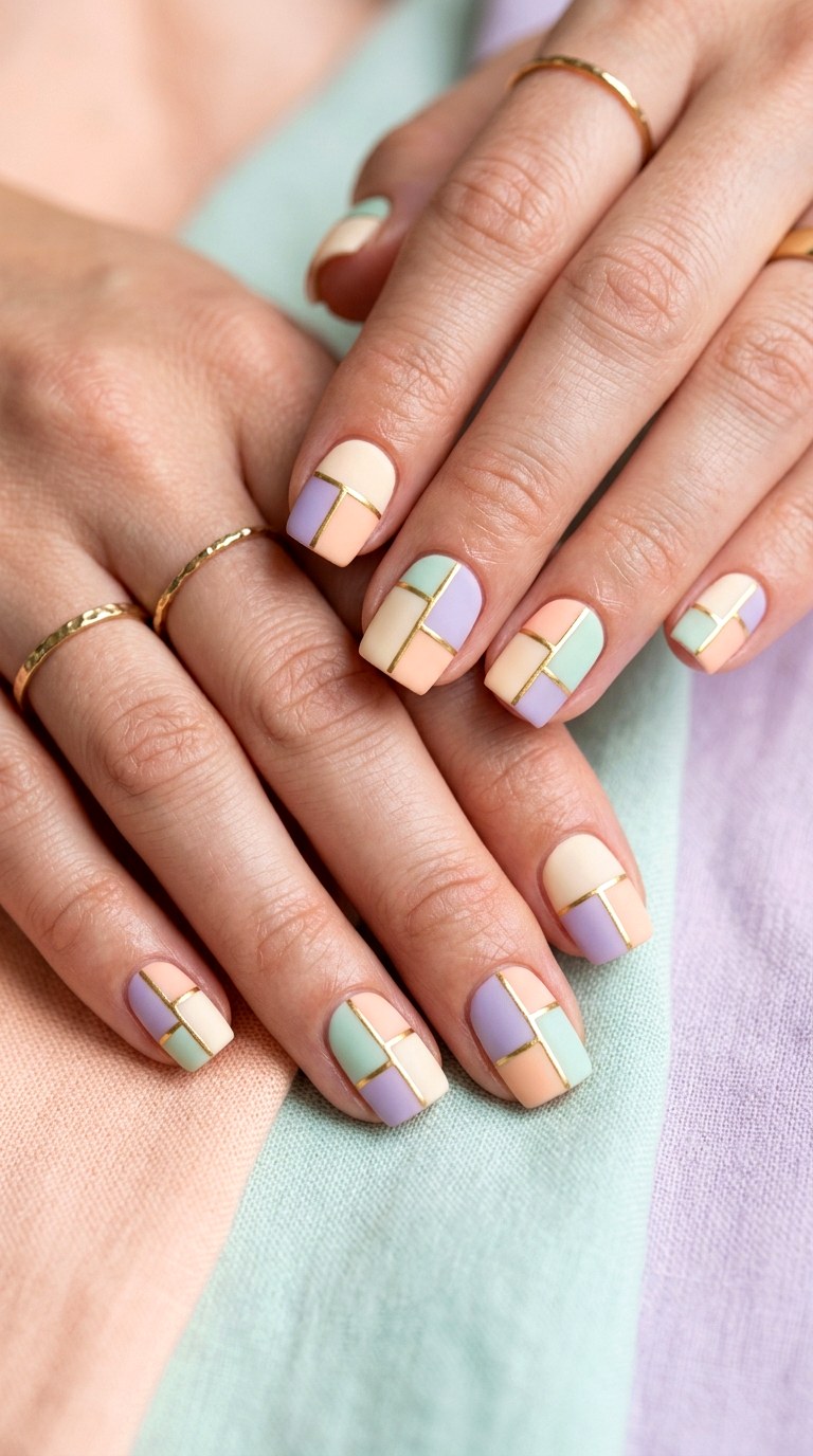 Abstract Color Block Nails - 30 Gorgeous Spring Nail Designs That Are Trending Right Now