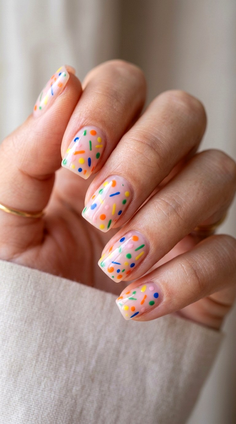 Abstract Confetti Fun for Spring - 29 Festive Spring Multicolor Acrylic Nails