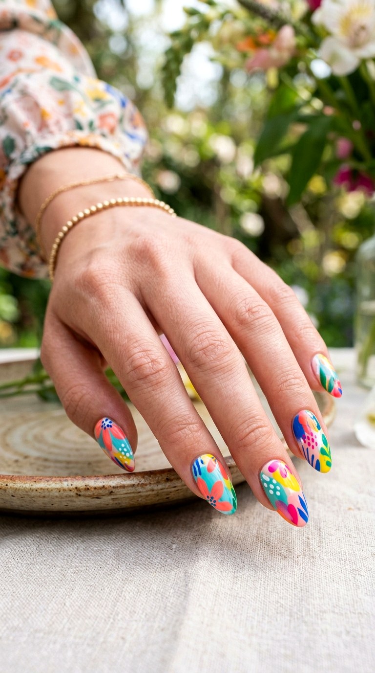 Abstract Floral Nails - 30 Floral Spring Nail Designs That Are Perfect for the Season