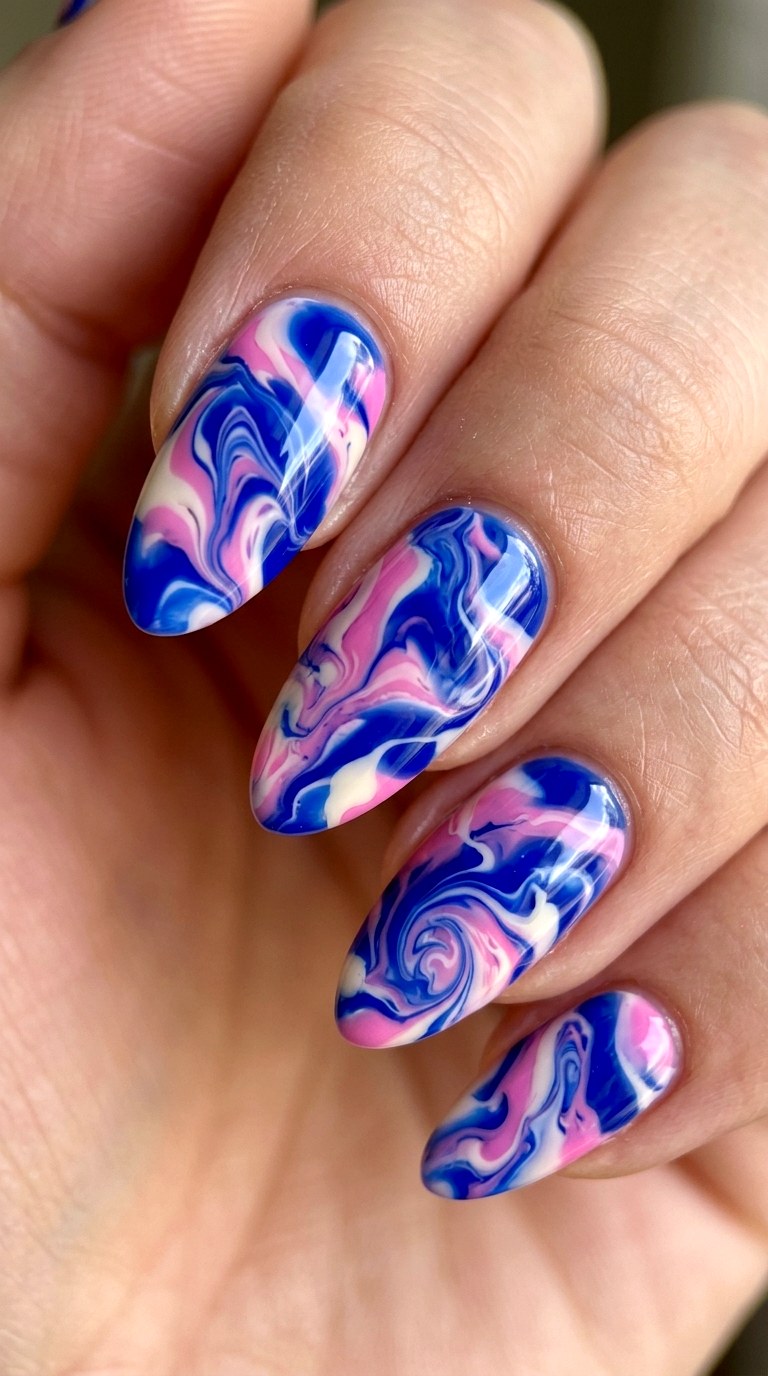 Abstract Flowing Marble - 27 Festival Spring Colorful Junk Nails