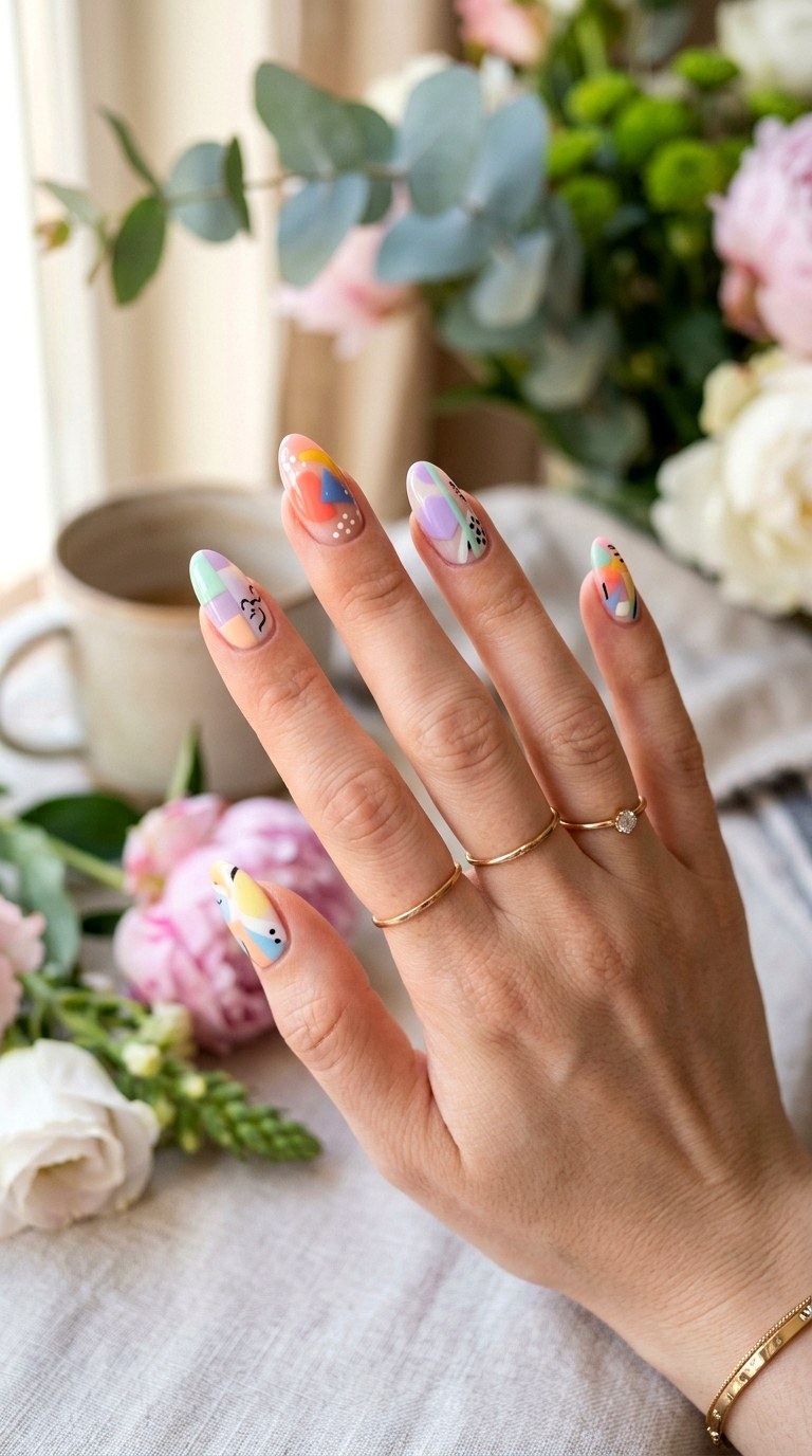 Abstract Spring Art - 22 Spring Nail Inspiration Ideas for Your Next Manicure