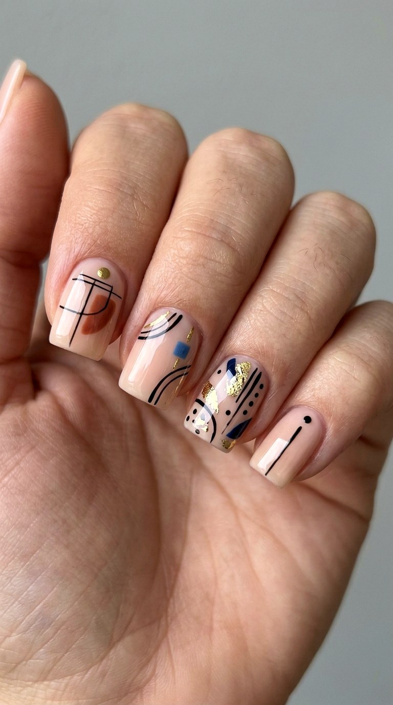 Abstract Strokes - 30 Professional Spring Acrylic Nails