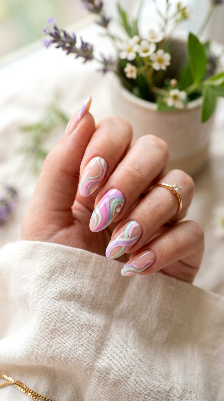 Abstract Swirl Nails - 27 Viral Spring Nail Trends Everyone Is Obsessed With
