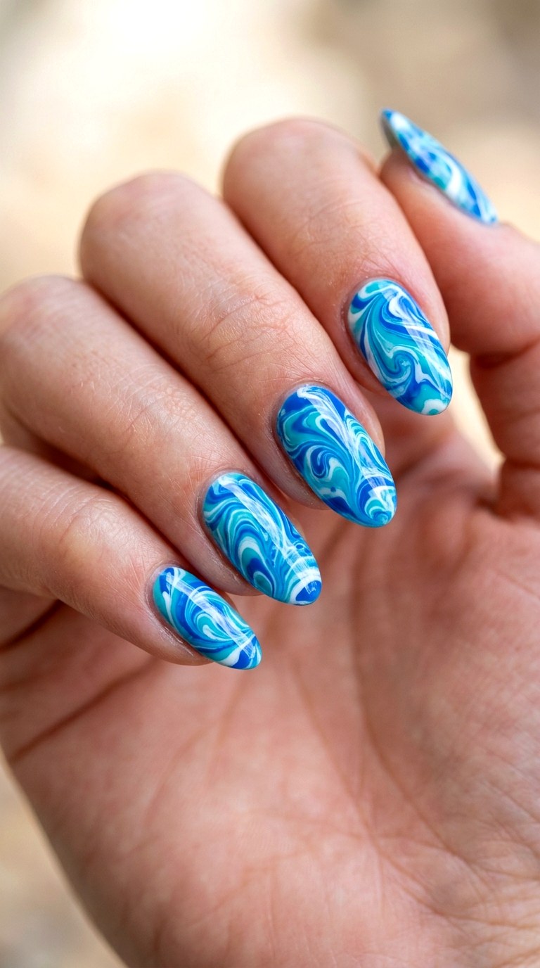 Abstract Water Art - 26 Durable Spring Color Street Nails