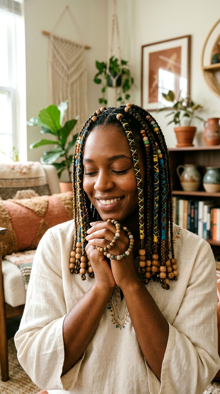 Accessorized String and Bead Braids - 27 braided hairstyles for black women