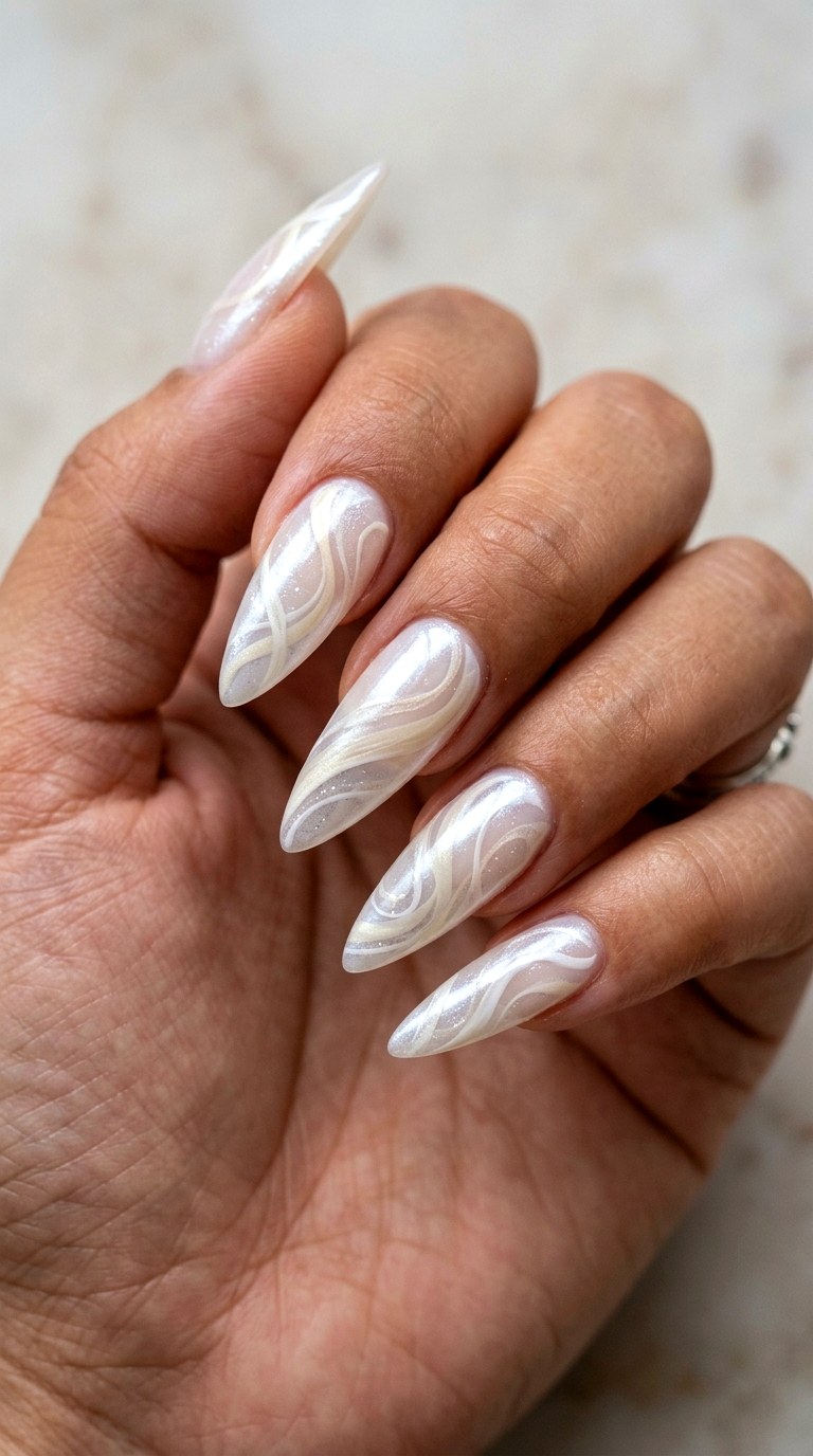 Airy Ballerina Swirls - 30 High-Fashion Spring Stiletto Nails