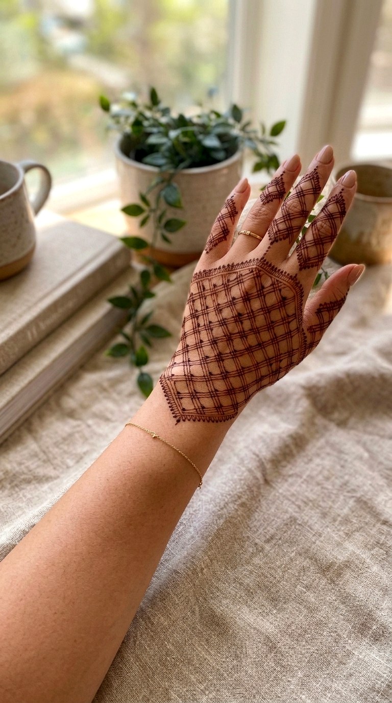 Airy Negative Space Grid - 24 henna designs easy