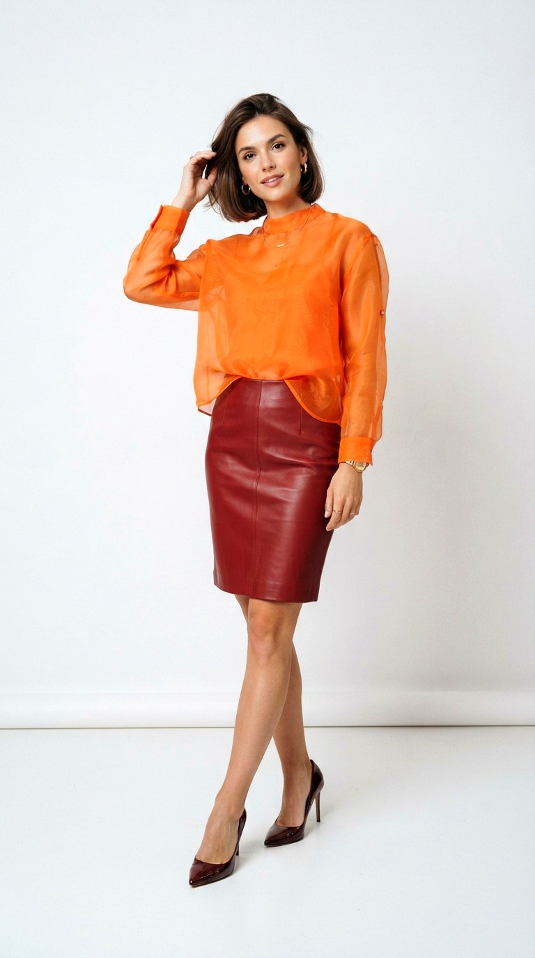 All Red Statement Layering - 24 orange shirt outfit