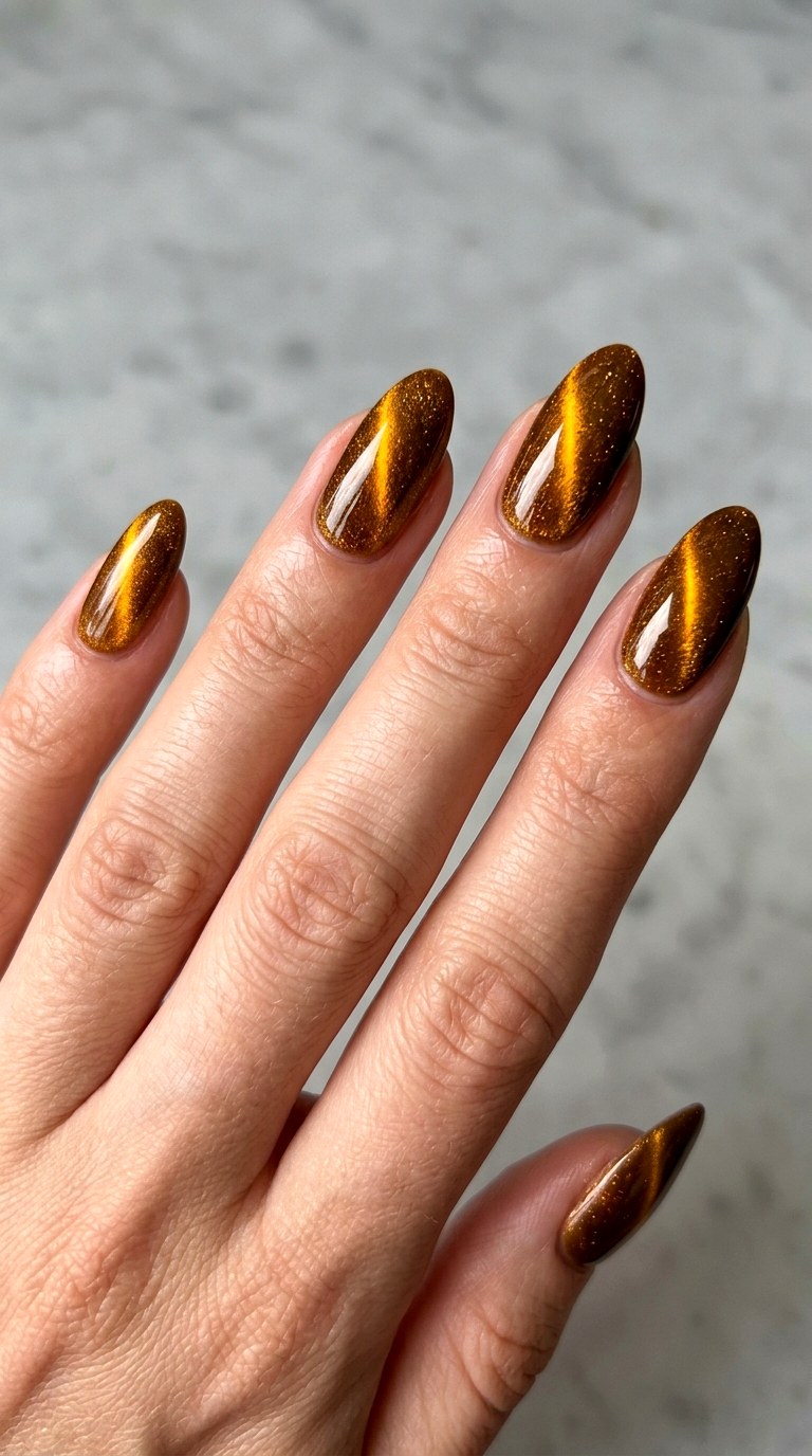 Amber Glow and Cat Eye - 30 Professional Spring Acrylic Nails