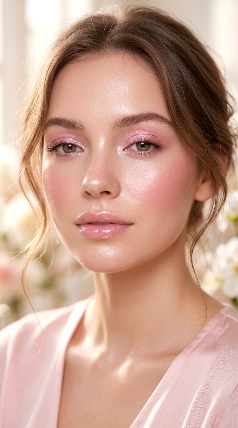 Angelic Pink Glow Makeup - 28 Romantic Rosy Makeup Aesthetics